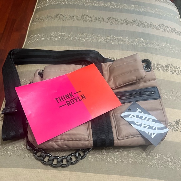 THINK ROYLN Tan and Black Crossbody Bag Fashionable and Functional - Picture 8 of 13